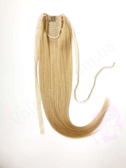 Накладний хвіст з натурального волосся, 50 см, 100г, золотистий блонд (№24)