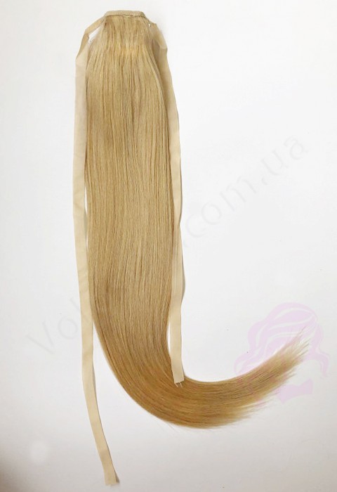 Накладний хвіст з натурального волосся, 50 см, 100г, золотистий блонд (№24)