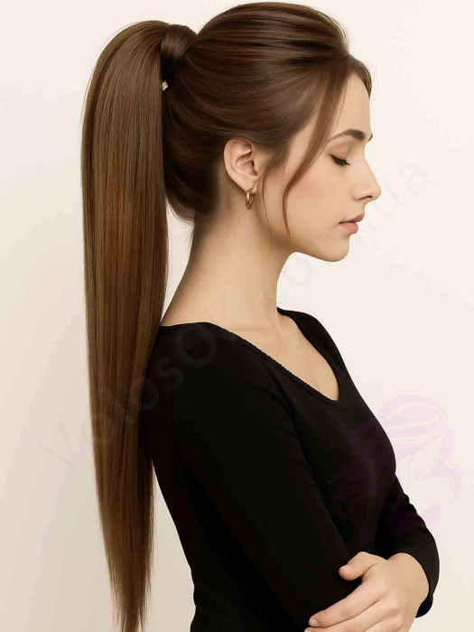 Накладний хвіст з натуральних волосся, 50 см, 100 г, світло-коричневий (№06) Накладний хвіст з натуральних волосся, 50 см, 100 г, світло-коричневий (№06)