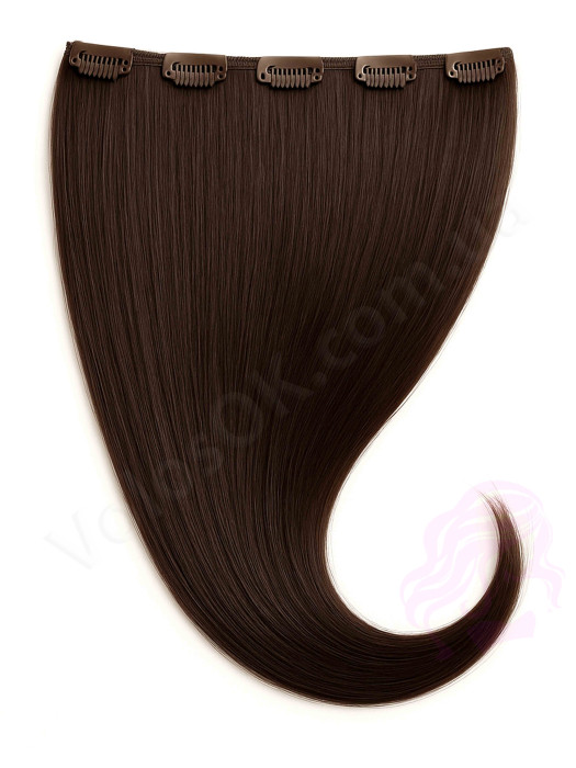Натуральне волосся на заколках 50 см, 1 пасмо x 20 см, темно-коричневі (№02)