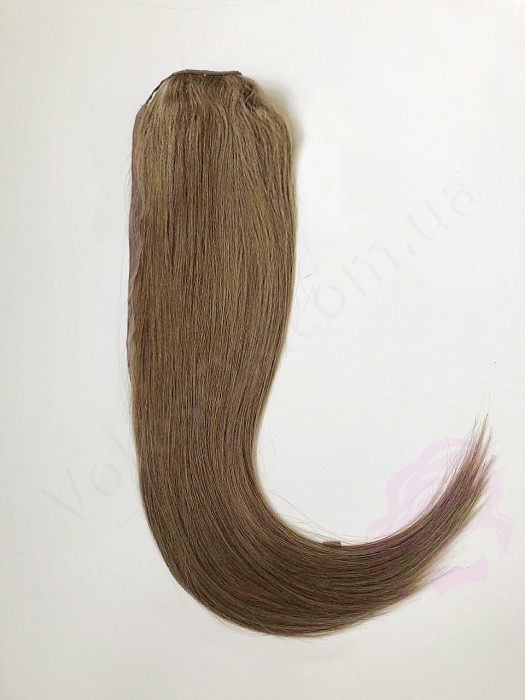 Накладний хвіст з натурального волосся, 50 см, 100 г, горіх (№08)