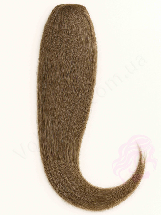 Накладний хвіст з натурального волосся, 50 см, 100 г, горіх (№08)