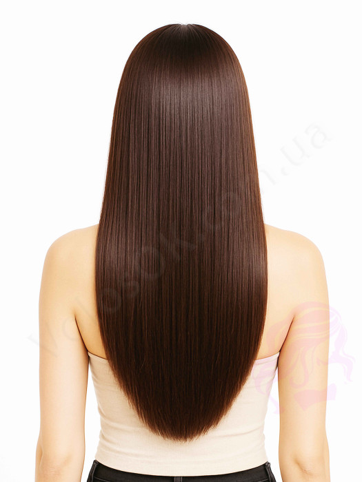 Натуральные волосы на заколках 50 см, 1 прядь x 20 см, коричневые (№04)