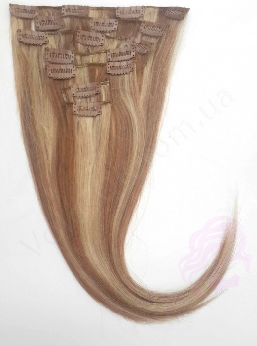 Натуральные волосы на заколках 38 см, 7 прядей, 70 грамм, русые с мелированием (№12/613) Натуральные волосы на заколках 38 см, 7 прядей, 70 грамм, русые с мелированием (№12/613)