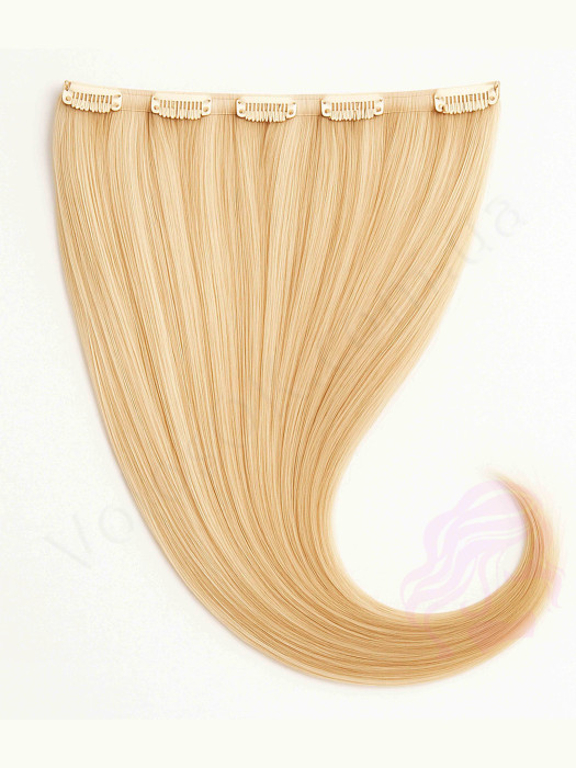 Натуральные волосы на заколках 50 см, 1 прядь x 20 см, золотистый блонд (№24)