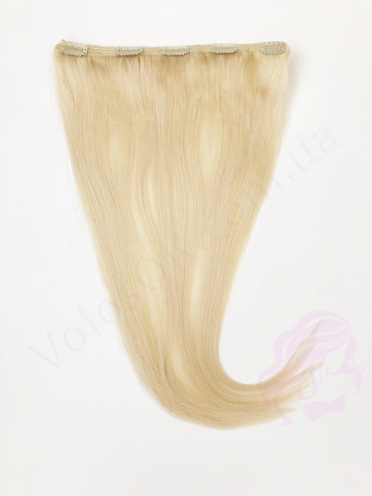 Натуральне волосся на заколках 50 см, 1 пасмо x 20 см, світлий блонд (№613)