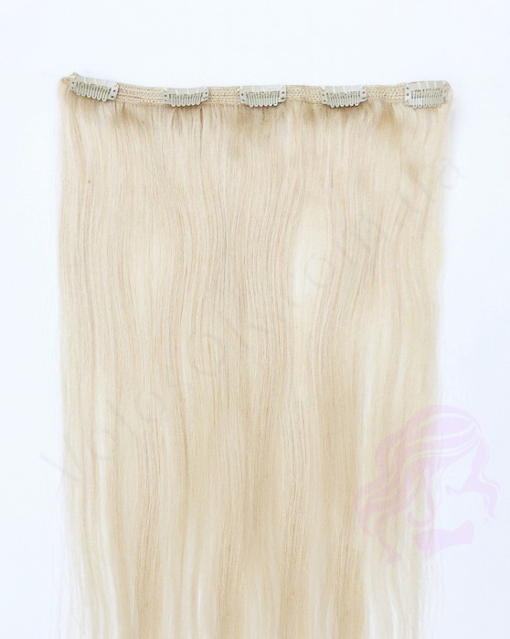 Натуральные волосы на заколках 50 см, 1 прядь x 20 см, супер блонд (№60)