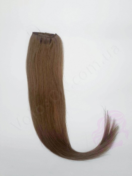 Натуральные волосы на заколках 50 см, 3 пряди, русые (№12) Натуральные волосы на заколках 50 см, 3 пряди, русые (№12)