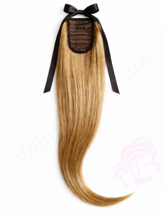 Накладний хвіст з натурального волосся, 50 см, 100г, темний блонд (№27)