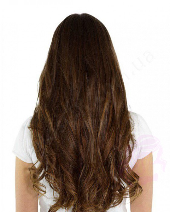 Натуральные волосы на заколках 50 см, 8 прядей, светло-коричневые (№06) Натуральные волосы на заколках 50 см, 8 прядей, светло-коричневые (№06)