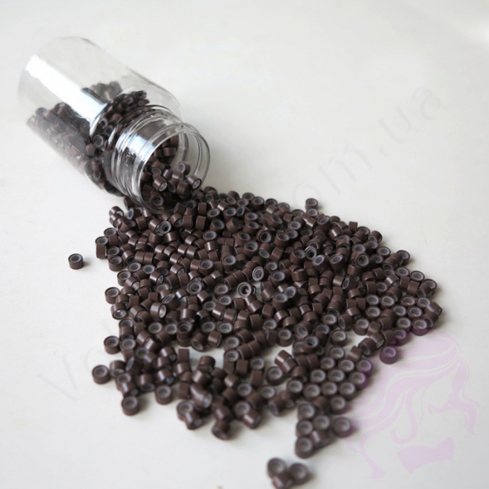 Мікрокільця для холодного нарощування алюмінієві + силікон, 500 шт., Коричневі (№04)