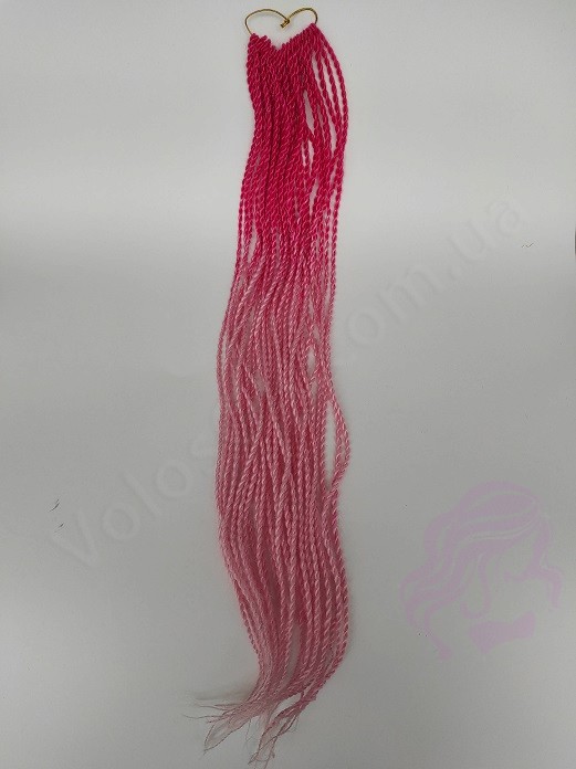 Сенегальские косички ZIZI, омбре светло-розовый + розовый, 100г, 30шт.
