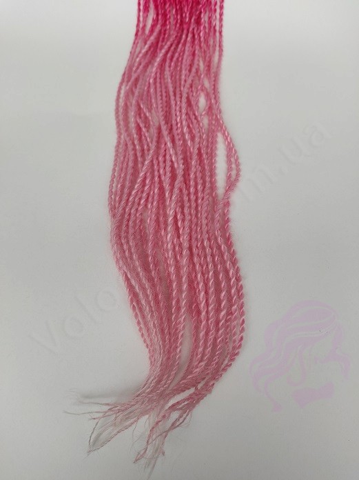 Сенегальские косички ZIZI, омбре светло-розовый + розовый, 100г, 30шт.