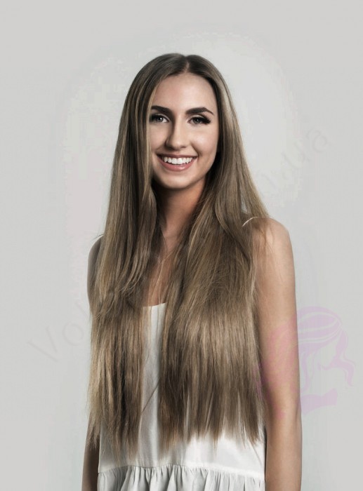 Натуральные волосы на заколках 38 см, 7 прядей, 70 грамм, орех (№08)