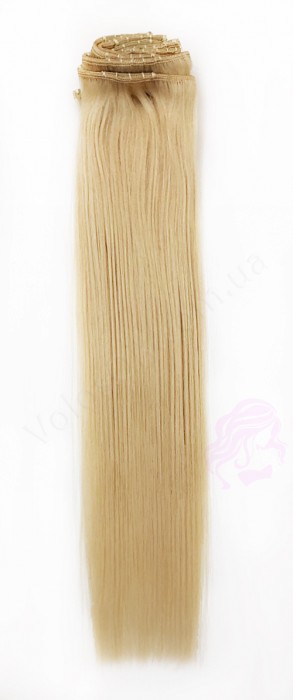 Натуральные волосы на заколках 38 см, 7 прядей, 70 грамм, золотистый блонд (№24)