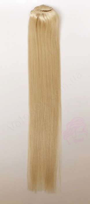 Натуральне волосся на заколках 60 см, 8 пасм, золотистий блонд (№24) Натуральне волосся на заколках 60 см, 8 пасм, золотистий блонд (№24)