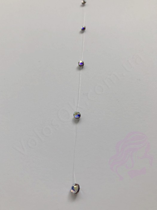 Стразы для волос Swarovski на леске 50 см, хамелеон, белая леска Стразы для волос Swarovski на леске 50 см, хамелеон, белая леска