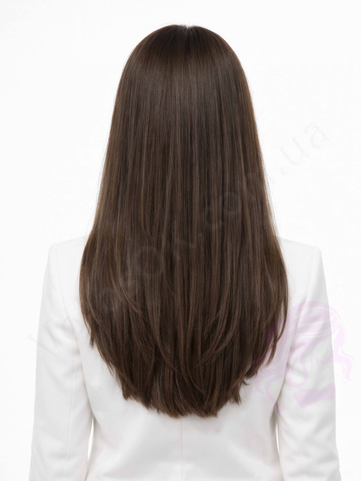 Натуральне волосся на заколках 38 см, 7 пасм, 100 грам, темно-коричневе (№02)