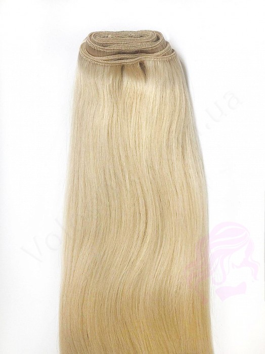 Волосся на тресах, 125 см ширина треса, 50 см довжина, пряме, світлий блонд (613)