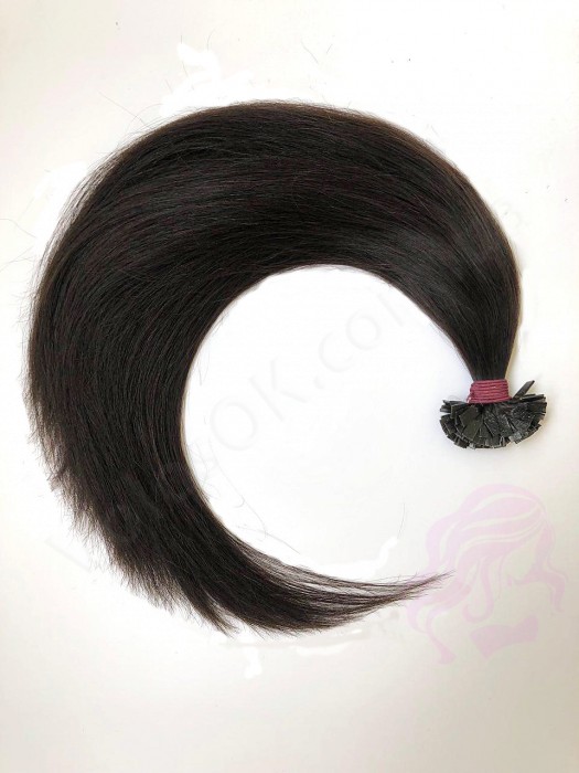 Волосы для горячего наращивания на капсулах, 45 см, прямые, 100 прядей, черно-коричневые (1B) Волосы для горячего наращивания на капсулах, 45 см, прямые, 100 прядей, черно-коричневые (1B)