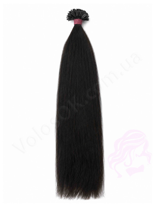 Волосся для гарячого нарощування на капсулах, 45 см, пряме, 100 пасм, чорно-коричневе (1B)