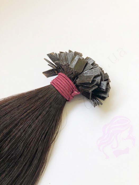 Волосся для гарячого нарощування на капсулах, 45 см, пряме, 100 пасм, темно-коричневе (02)