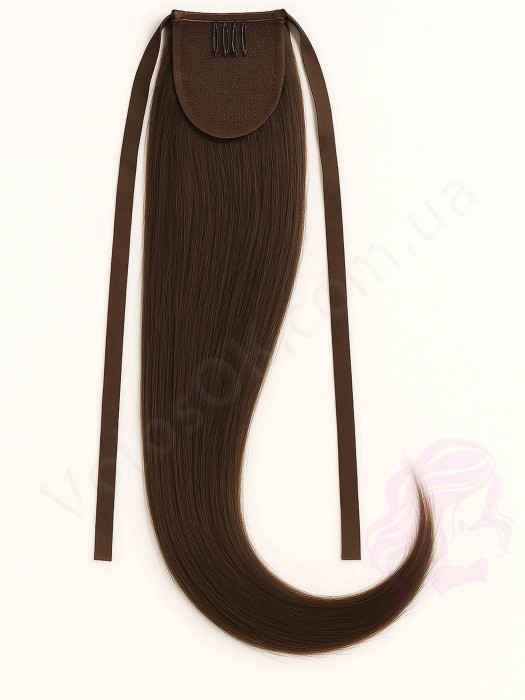 Накладний хвіст з натурального волосся, 50 см, 100г, темно-коричневий (№02) Накладний хвіст з натурального волосся, 50 см, 100г, темно-коричневий (№02)