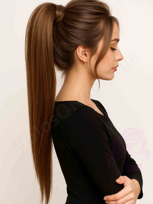 Шиньйон з натурального волосся, 50 см, 100г, коричневий (№04) Шиньйон з натурального волосся, 50 см, 100г, коричневий (№04)