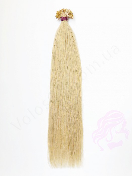 Волосся для гарячого нарощування на капсулах, 45 см, пряме, 100 пасм, світлий блонд (613)