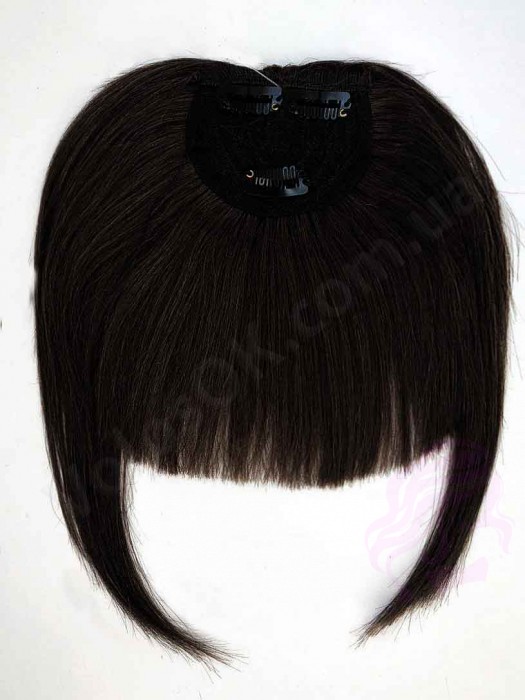 Накладний чубчик з натурального волосся, чорно-коричневий (№1B) Накладний чубчик з натурального волосся, чорно-коричневий (№1B)