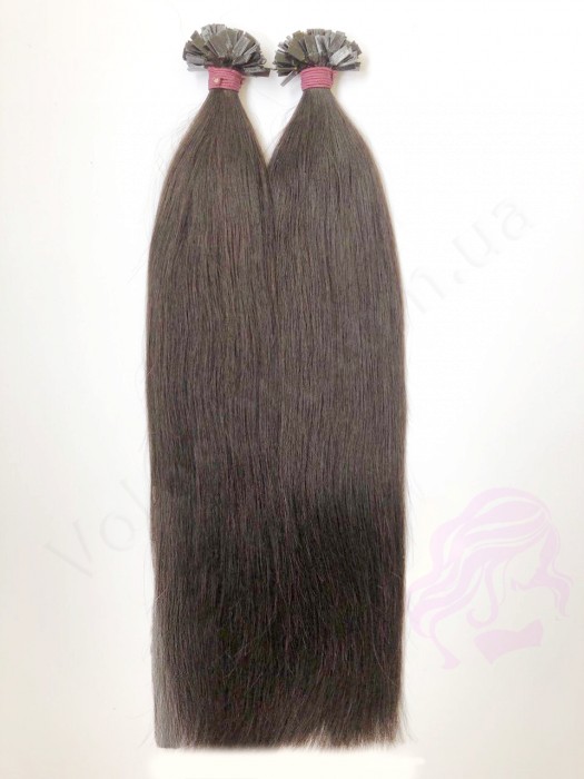Волосы для горячего наращивания на капсулах, 45 см, прямые, 200 прядей, темно-коричневые (02)