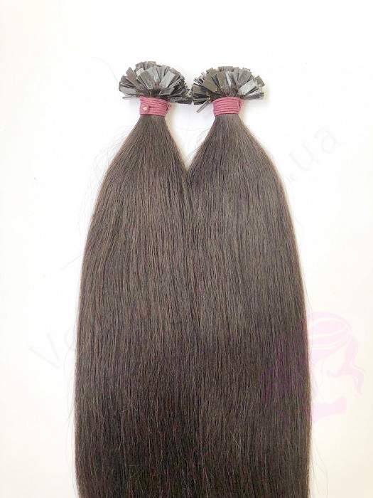 Волосы для горячего наращивания на капсулах, 45 см, прямые, 200 прядей, темно-коричневые (02)