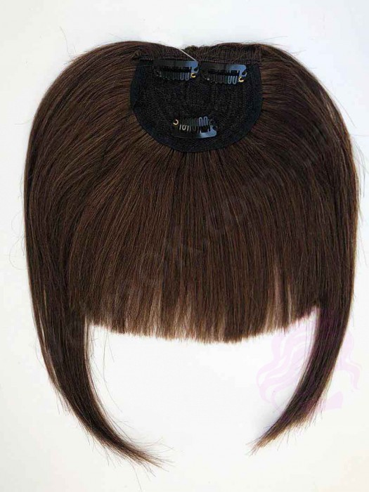 Накладний чубчик з натурального волосся, темно-коричневий (№02) Накладний чубчик з натурального волосся, темно-коричневий (№02)