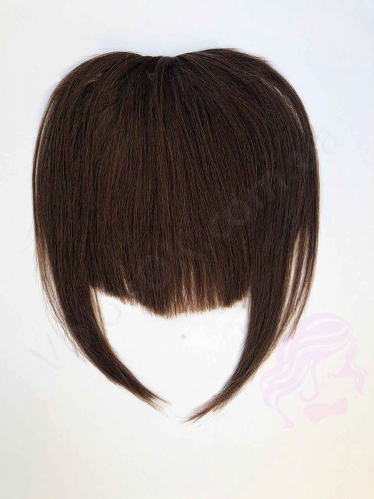 Накладний чубчик з натурального волосся, темно-коричневий (№02) Накладний чубчик з натурального волосся, темно-коричневий (№02)