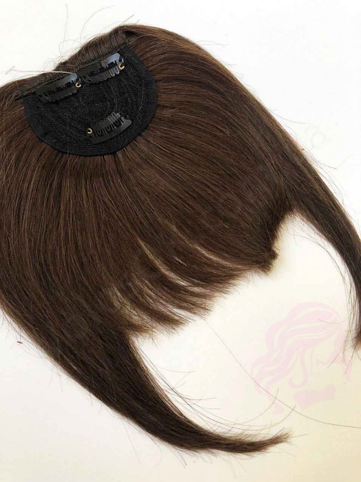 Накладний чубчик з натурального волосся, темно-коричневий (№02) Накладний чубчик з натурального волосся, темно-коричневий (№02)