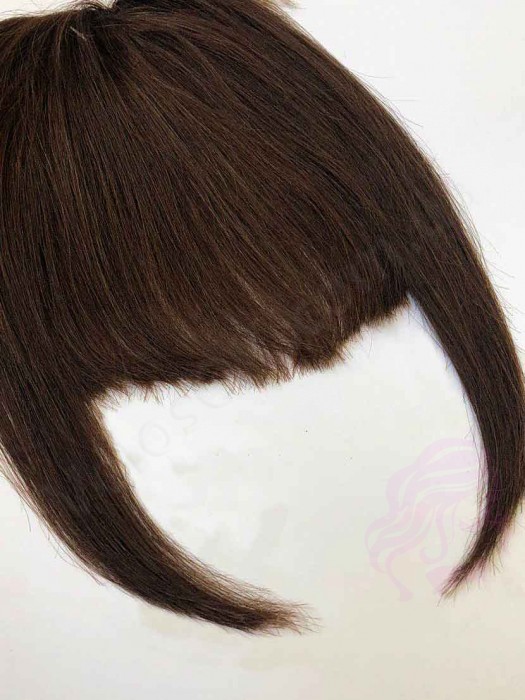 Накладний чубчик з натурального волосся, темно-коричневий (№02) Накладний чубчик з натурального волосся, темно-коричневий (№02)