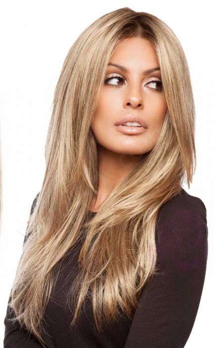 Натуральные волосы на заколках 38 см, 7 прядей, 100 грамм, русые с мелированием (№12/613)