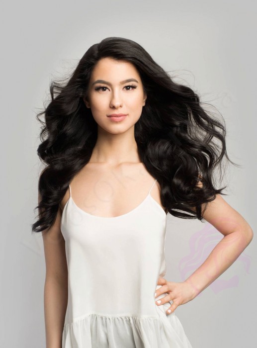 Волосы для ленточного наращивания, 50 см, прямые, 20 прядей, черно-коричневые (1B)