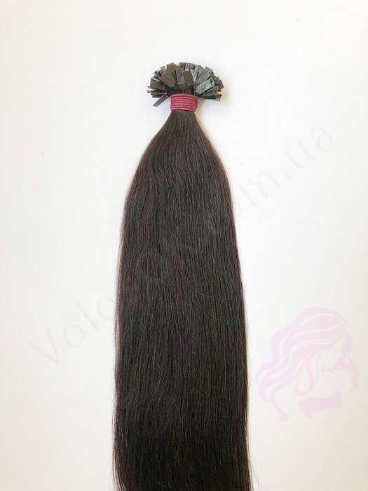 Волосы для горячего наращивания на капсулах, 50 см, прямые, 100 прядей, темно-коричневый  (02)
