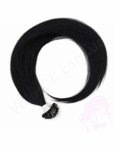 Волосы для горячего наращивания на капсулах, 55 см, прямые, 100 прядей, черные (01)