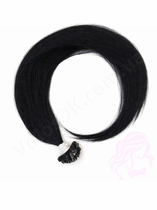 Волосся для гарячого нарощування на капсулах, 55 см, пряме, 100 пасом, чорне (01)