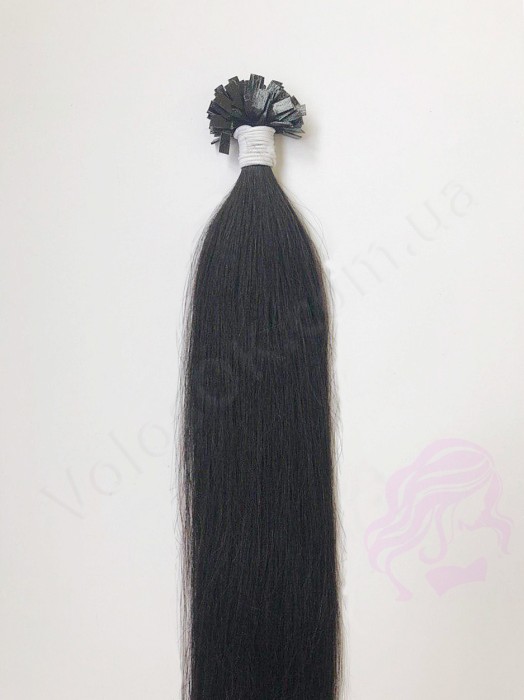 Волосы для горячего наращивания на капсулах, 55 см, прямые, 100 прядей, черно-коричневые  (1B)