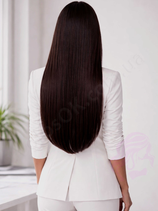 Волосся для гарячого нарощування на капсулах, 55 см, пряме, 100 пасм, чорно-коричневе (1B)