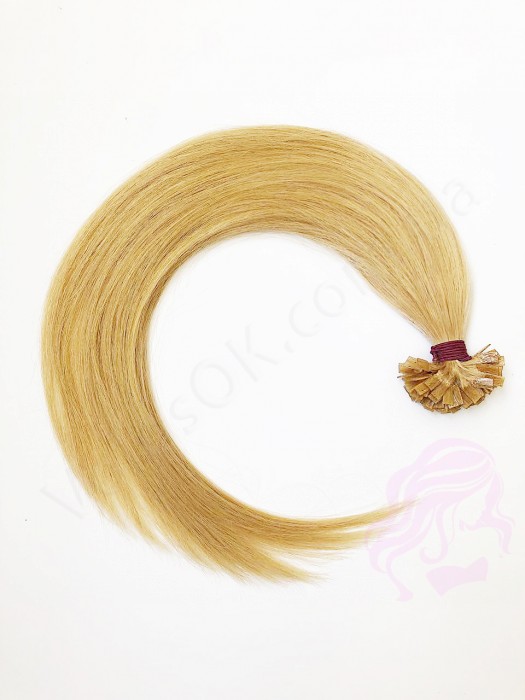 Волосся для гарячого нарощування на капсулах, 50 см, пряме, 100 пасом, золотистий блонд (24)