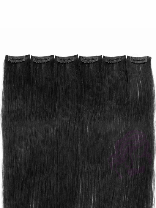 Натуральне волосся на заколках 50 см, 6 пасом, чорні (№01)