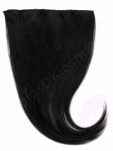Натуральные волосы на заколках 50 см, 6 прядей, черные (№01)