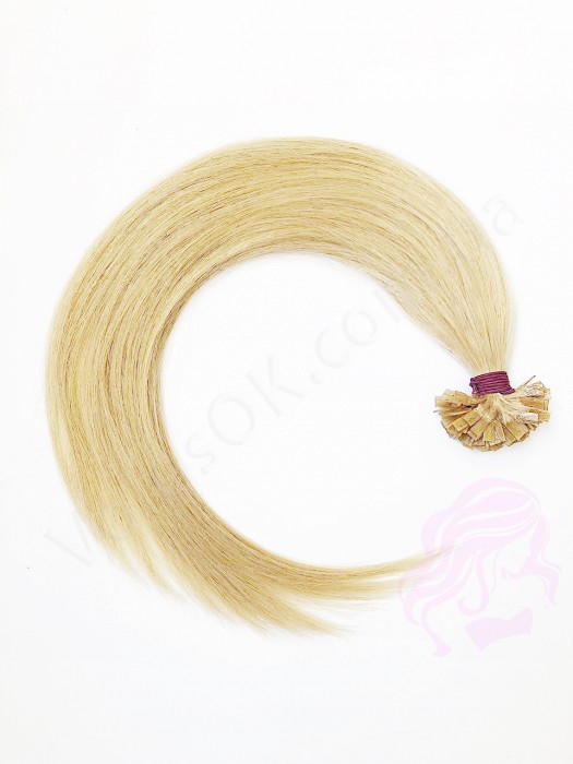 Волосся для гарячого нарощування на капсулах, 50 см, пряме, 100 пасом, світлий блондин (613)
