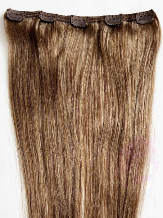 Натуральне волосся на заколках 50 см, 1 пасмо x 20 см, горіх (№08)