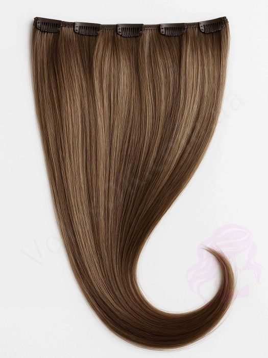 Натуральне волосся на заколках 50 см, 1 пасмо x 20 см, горіх (№08)
