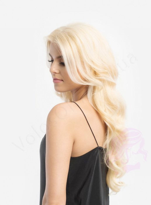 Натуральные волосы на заколках 38 см, 7 прядей, 70 грамм, светлый блонд (№613)